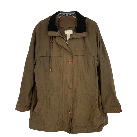 Vintage 90's Westbound II Plus Sz 1X Brown Anorak Jacket Coat Hooded Drawstring - Picture 2 of 7